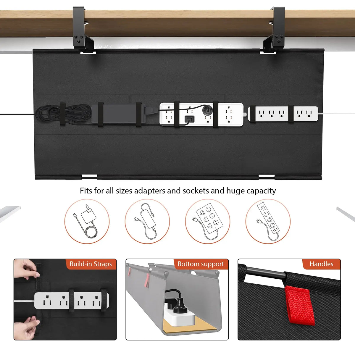 No-Drill Under-Desk Cable Management Tray