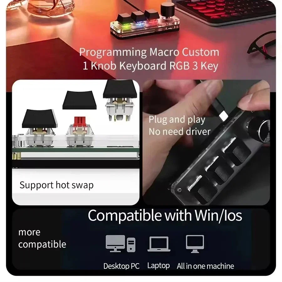 RGB 3-Key Mini Macro Keyboard