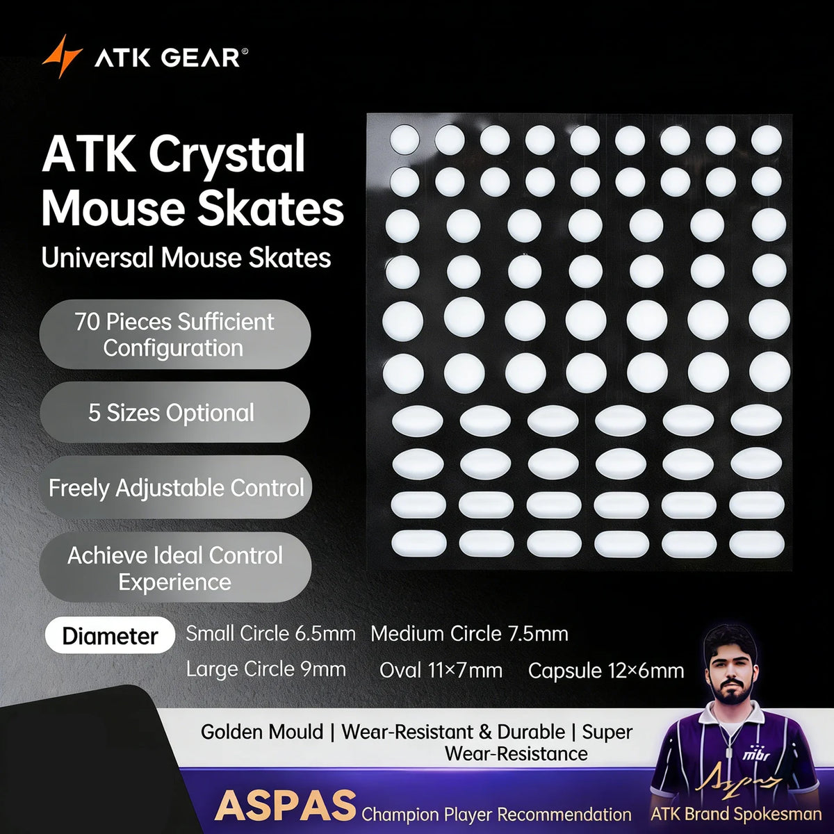 ATK Crystal Jade PTFE Mouse Skates