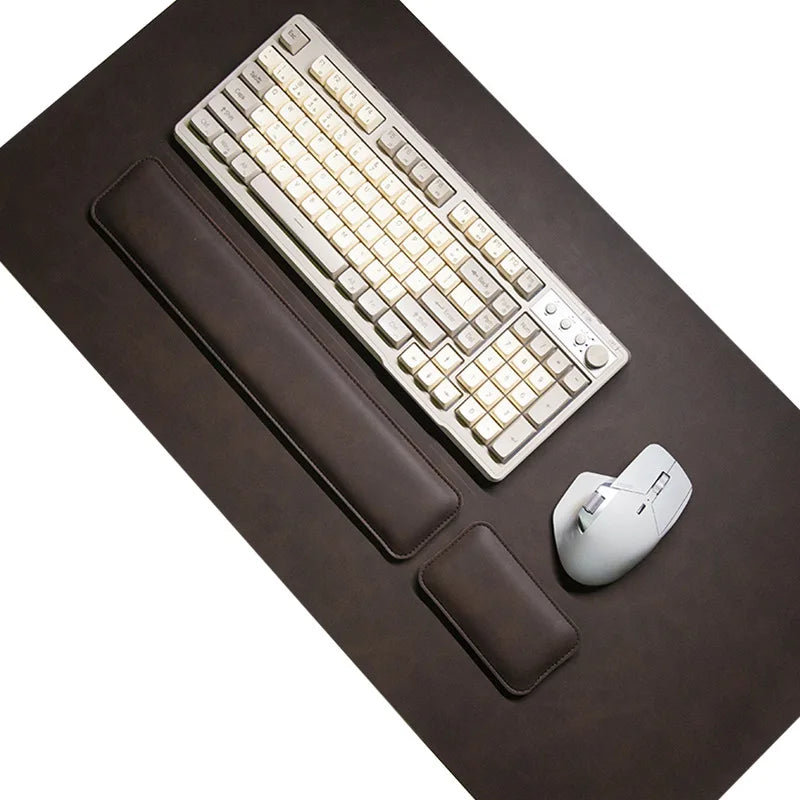 Leather Desk Mat with Keyboard &amp; Mouse Wrist Rest Set
