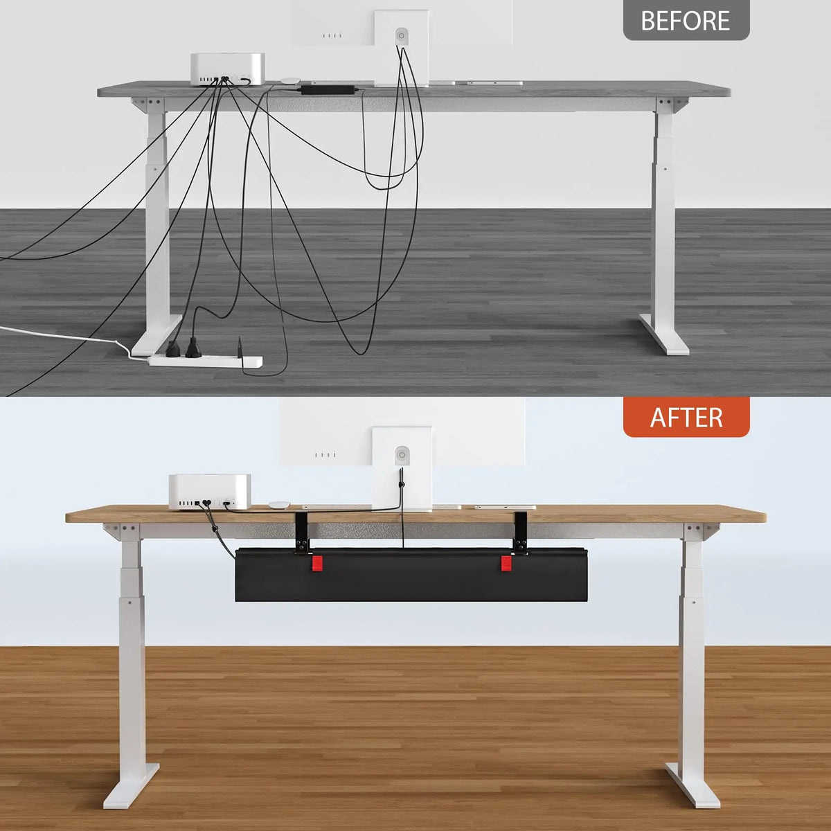 No-Drill Under-Desk Cable Management Tray