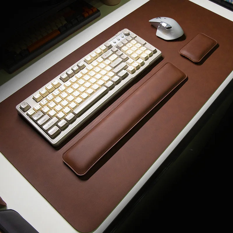 Leather Desk Mat with Keyboard &amp; Mouse Wrist Rest Set