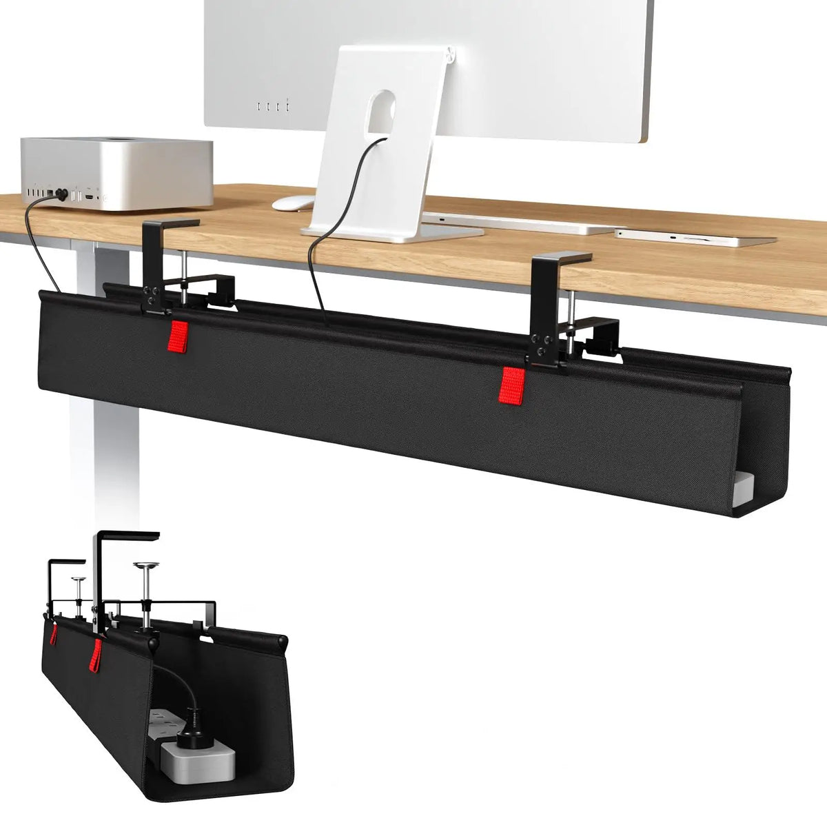 No-Drill Under-Desk Cable Management Tray