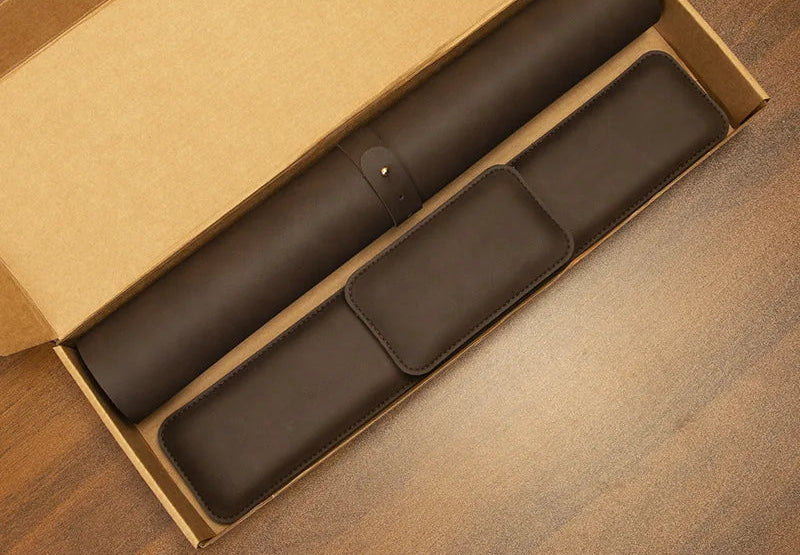 Leather desk mat set in Dark Coffee